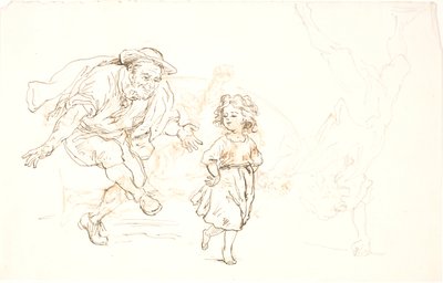 踊る老人と少女 作： Lorenz Frølich