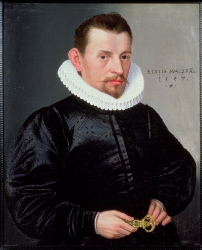 ラフを着た若い紳士の肖像、1587 作： Lorenz Strauch