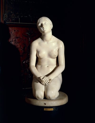 神への信頼」ロレンツォ・バルトリーニ（1777-1850）作、大理石の彫像 作： Lorenzo Bartolini