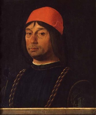 ジョヴァンニ・ベンティヴォーリオの肖像」1492年頃（パネルにテンペラ） 作： Lorenzo Costa