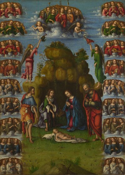 天使と羊飼いの礼拝、1499年 作： Lorenzo Costa