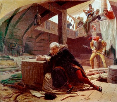 1500年、スペインに戻ったクリストファー・コロンブス 作： Lorenzo Delleani