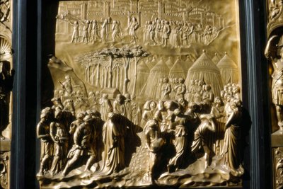 イスラエル人はジェリコを取る、洗礼堂のドア、フィレンツェ、イタリア、c15世紀の詳細 作： Lorenzo Ghiberti