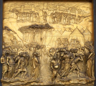 レリーフ『エリコの滅亡』、サン・ジョヴァンニ洗礼堂の楽園の門、...、2015年（写真） 作： Lorenzo Ghiberti