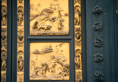 パラダイス門、洗礼堂、フィレンツェ、イタリア、1425-1452 作： Lorenzo Ghiberti