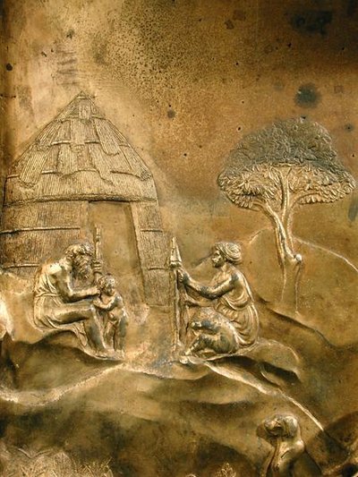 カインとアベルの物語」、洗礼堂東扉のオリジナルパネルの細部 作： Lorenzo Ghiberti