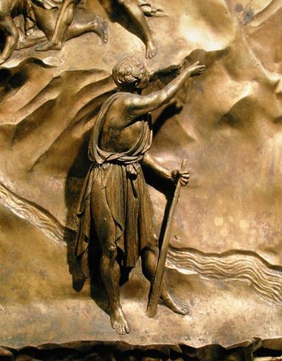 カインとアベルの物語、カインの詳細、洗礼堂の東扉のオリジナルパネル 作： Lorenzo Ghiberti