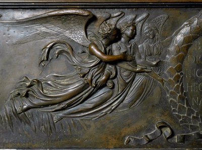 聖ゼノベの祭壇の細部に描かれた二人の天使。青銅製レリーフ、1432-1442年 作： Lorenzo Ghiberti