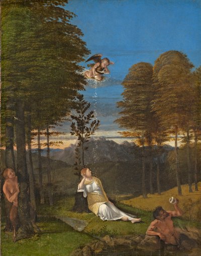 貞操の寓話、c。 1505（パネルに油彩） 作： Lorenzo Lotto