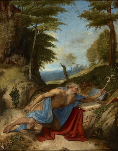 悔い改めた聖ジェローム。 1513年頃 作： Lorenzo Lotto