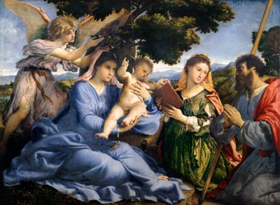 聖カタリナ・オブ・アレキサンドリアと聖トマスの間の聖母子 ロレンツォ・ロット（1480 ca- 1556）作 油彩・キャンバス 作： Lorenzo Lotto