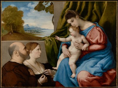 聖母子と二人のドナー 作： Lorenzo Lotto