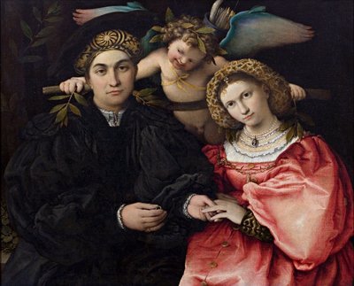 マルシリオ・カソッティとその花嫁ファウスティナの肖像 - ロット、ロレンツォ（1480-1556） - 1523 - 木に油彩 - 71x84 - プラド美術館、マドリッド 作： Lorenzo Lotto