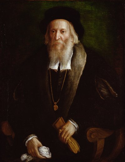 セバスチャン・キャボットと言われる紳士の肖像（c.1475-1557） 作： Lorenzo Lotto