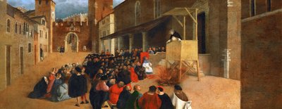 ルネッサンス：聖ドミニコ（1170-1221）がレカナティで説教 par Lotto, Lorenzo (1480-1556) 作： Lorenzo Lotto