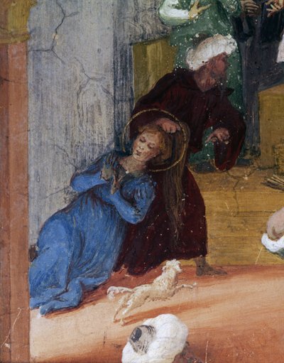 判事の前で髪を引っ張られるサンタ・バーバラ（『Stories of Saint Barbara』より）。 作： Lorenzo Lotto