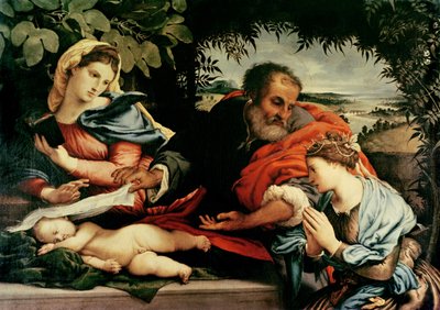 アレクサンドリアの聖カタリナの聖家族、1533年 作： Lorenzo Lotto