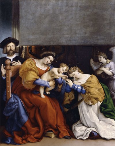 聖カタリナとドナーニッコロボンギの神秘的な結婚、1523年。 作： Lorenzo Lotto