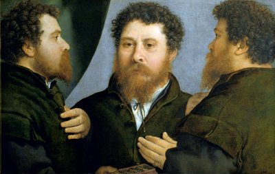 ロレンツォ・ロットによるゴールドスミス絵画のトリプルポートレート 作： Lorenzo Lotto
