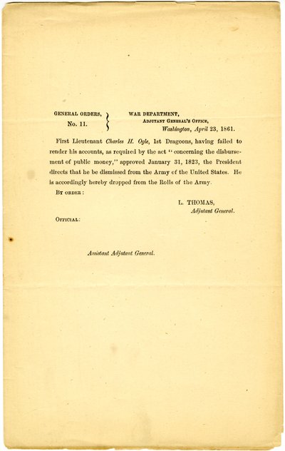 General Orders, No.11, War Department, Adjutant General