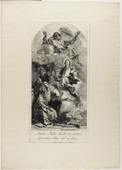 幼子の聖母マリアを永遠の父に捧げる聖アンナと聖ヨアヒム 作： Lorenzo Tiepolo