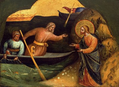 使徒ピーターとアンドリュー・プレデラの召しパネル、1370年頃。 作： Lorenzo Veneziano