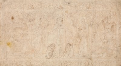 アンテペンディウムのデザイン: 洗礼者聖ヨハネと聖母ミゼリコルディア...、1370年頃。 作： Lorenzo Veneziano.