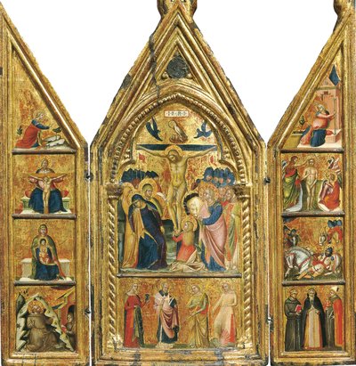 十字架が中央にあるポータブル三連祭壇画 作： Lorenzo Veneziano