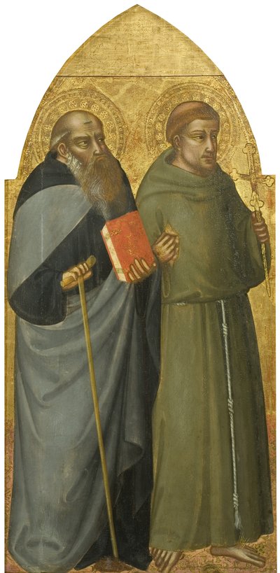 聖人フランシスコとアンソニー修道院長、1400年頃（パネルにテンペラと金、ライム 作： Lorenzo di Bicci