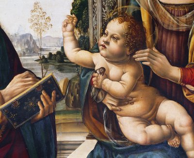 Jeesus-lapsi, yksityiskohta Madonna ja lapsi pyhien kanssa 作： Lorenzo di Credi