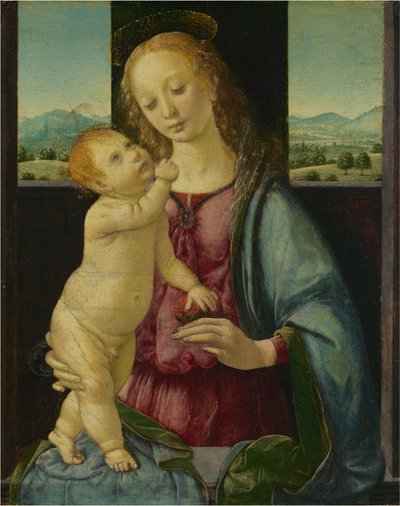 マドンナとザクロを持つ子供 作： Lorenzo di Credi