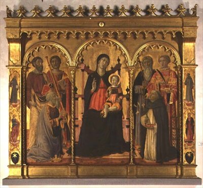 聖人に囲まれた聖母子像（トリプティク） 作： Lorenzo di Pietro Vecchietta
