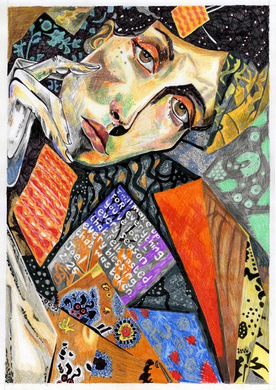 インスピレーションあふれるコラージュ肖像画 作： Loretta Van Der Westhuizen