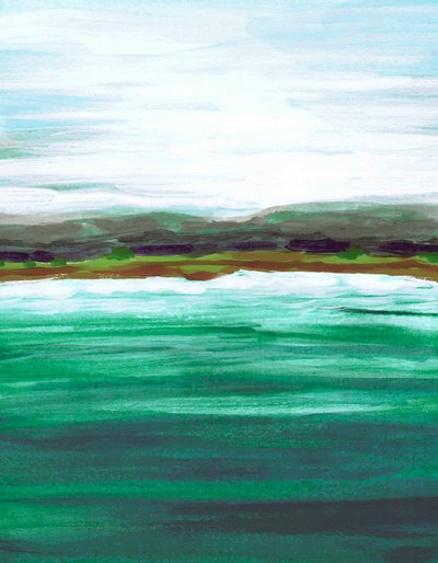 穏やかな緑の海景 作： Lori Ann Folz