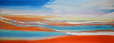 ミラクルウォーター、2004、（木製パネルのジェッソに油とシェラック） 作： Lou Gibbs