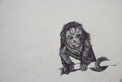 Monkey Business、2016、（bic biro on paper） 作： Lou Gibbs