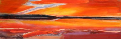 フェニックスライジング、2014、ジェッソパネルのオイルとシェラック 作： Lou Gibbs