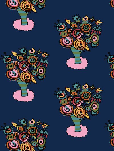 花瓶の繰り返し、2020年（元のリノカットからフォトショップで再着色） 作： Loudware Loudware