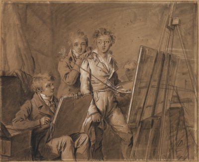 スタジオの3人の若手アーティスト 作： Louis Leopold Boilly
