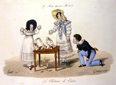 カードハウス」ジョルジュ・ジャック・ガティーヌ(1773-1831)のファッション・プレートNo.108(カラー・エングレーヴィング)「le Bon Genre」より 作： Louis Marie (after) Lante