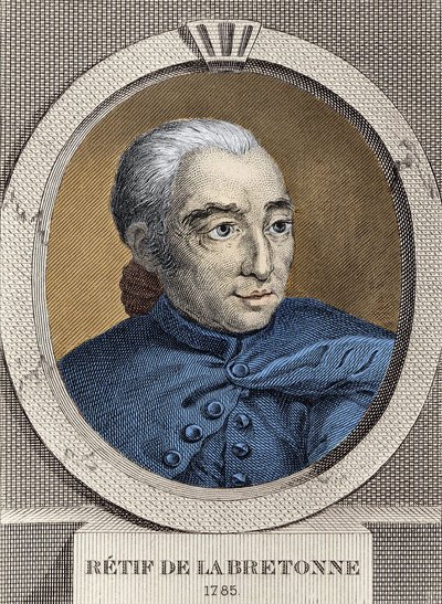 レスティフ・ドゥ・ラ・ブルトンヌ（1734-1806）の肖像 - ビネ作、エングレービング 作： Louis (after) Binet