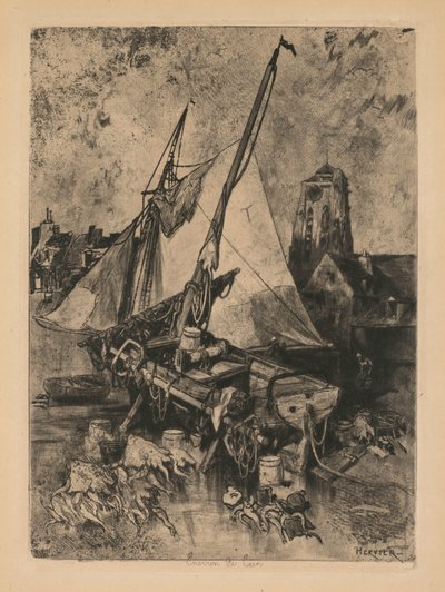 漁船、ノルマンディーエンビロンデカーン、c。 1862-1864。 作： Louis Adolphe Hervier
