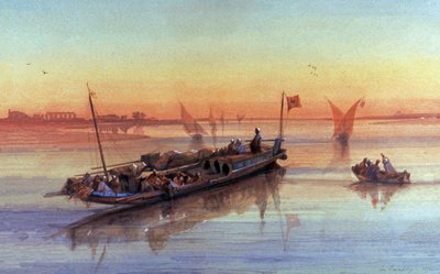 テーベ周辺、ナイル川のフェルッカ群 作： Louis Amable Crapelet