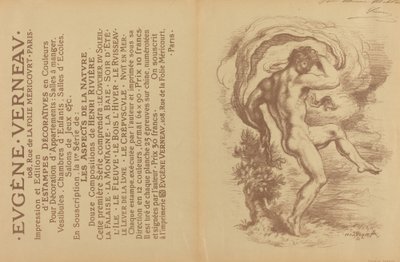 ウジェーヌ・ベルノーの装飾版画のための踊る裸体と広告[裏面]、1897年。 作： Louis Anquetin