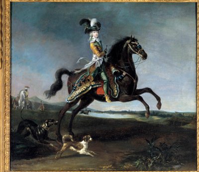 フランスの女王ロレーヌ・ハプスブルク (1755-1793) によるマリー・アントワネットの騎馬肖像 ルイ・オーギュスト・ブラン (1758-1815) による絵画 作： Louis Auguste Brun
