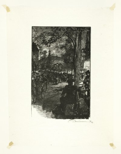 モンマルトル大通り、夕方、『セーヌ河と大通りの長い道』より15枚目 作： Louis Auguste Lepère