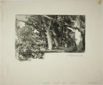 正午、木の下で 作： Louis Auguste Lepère