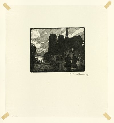 ノートルダム寺院、夕刻、『セーヌ河と大通りの長い道』より8枚目 作： Louis Auguste Lepère