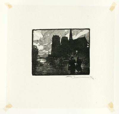 ノートルダム寺院、夕刻、『セーヌ河と大通りの長い道』より8枚目 作： Louis Auguste Lepère
