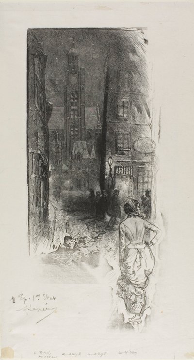 パリ：モンターニュ＝サン＝ジュヌヴィエーヴ通り 作： Louis Auguste Lepère